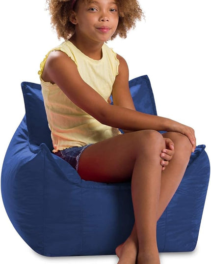 Posh Creations Bean Bag Chair Structured Comfy Seat Use for Gaming, Reading and Watching TV, Newport, Navy - LeafyLoom
