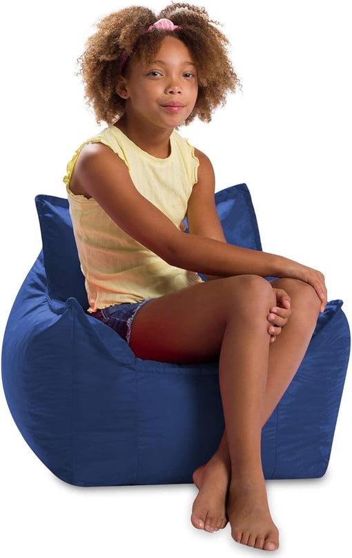 Posh Creations Bean Bag Chair Structured Comfy Seat Use for Gaming, Reading and Watching TV, Newport, Navy - LeafyLoom