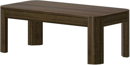 Plank+Beam Small Modern Rounded Coffee Table, 40 Inch, Solid Wood Contemporary Center Table for Living Room, Rectangle Tea Table, Walnut - LeafyLoom