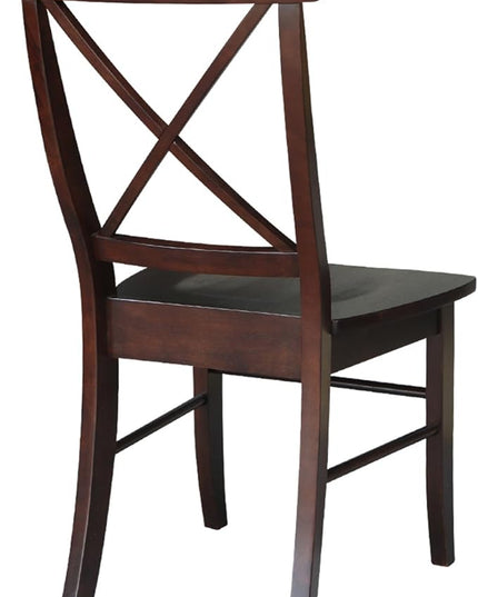 International Concepts X- Back Chair, with Solid Wood Seat, Java - LeafyLoom