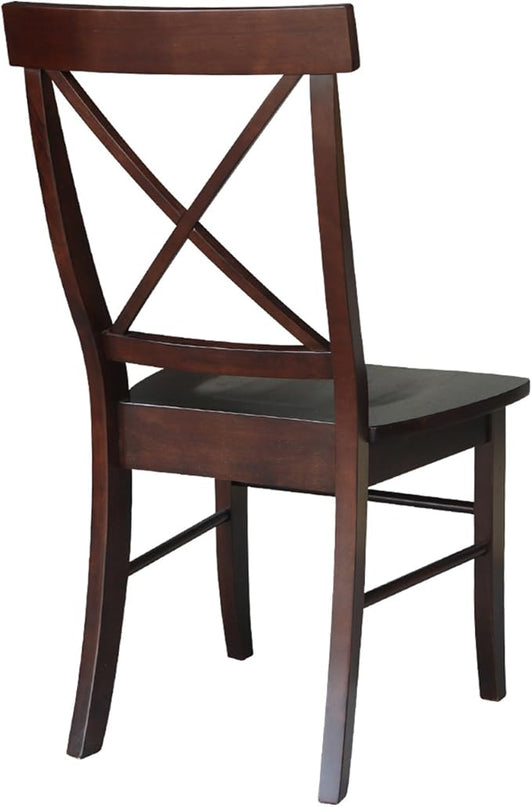 International Concepts X- Back Chair, with Solid Wood Seat, Java - LeafyLoom