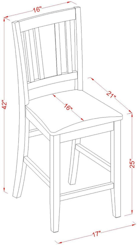 East West Furniture BUCK5-MAH-LC 5 Piece Counter Height Dining Table Set Includes a Rectangle Kitchen Table and 4 Faux Leather Dining Room Chairs, 30x48 Inch, Mahogany - LeafyLoom