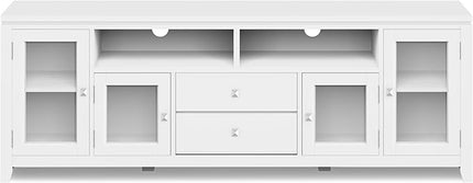 SIMPLIHOME Cosmopolitan SOLID WOOD Wide Contemporary Media Stand for TVs up to 80 inches for The Living Room and Entertainment Center, 72 inch, White - LeafyLoom