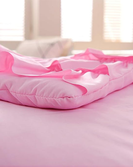 A Nice Night Waterfall Flutter Ruffle 3PCS Comforter Set,Chic Ruffled Textured Princess Bedding Set,DarkPink,Full - LeafyLoom