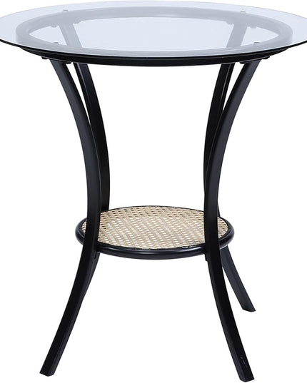 NicBex Small Dining Table for 2 Dining Table with Chairs Round Dining Table Set 3 Pcs Set Table & Chairs Black Finish for Home & Kitchen Dining Room, Living Room, Black - LeafyLoom
