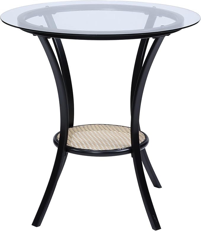 NicBex Small Dining Table for 2 Dining Table with Chairs Round Dining Table Set 3 Pcs Set Table & Chairs Black Finish for Home & Kitchen Dining Room, Living Room, Black - LeafyLoom