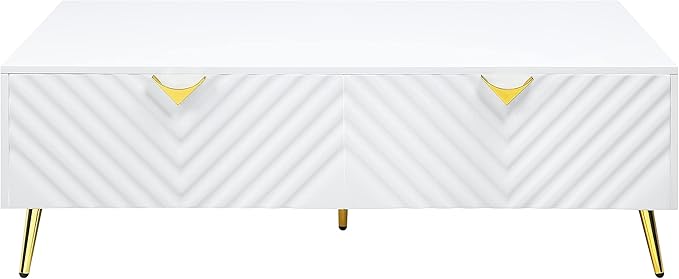 NicBex Coffee Table Wooden Coffee Table with Storage Rectangle Center Tables with Drawers Dining Table for Living Room, Dining Room, Office, and Bedroom,53" W, White - LeafyLoom