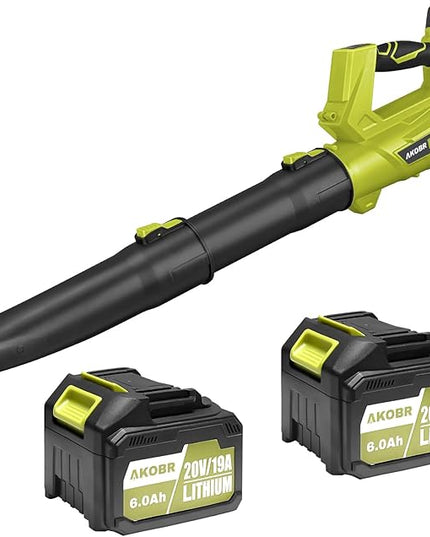 Cordless Leaf Blower,540CFM/170MPH Electric Leaf Blower with 2 * 6.0Ah Battery and Fast Charger, 6 Speed Mode and Turbo Mode Leaf Blower, 20V Battery Powered Leaf Blowers for Lawn Care and Patio - LeafyLoom