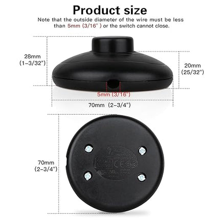 3Pcs Floor Lamp Foot Switch, Black Foot Pedal Switch, Round Floor Lamps Foot Inline Switch, Step ON Off Spring Push Button, for Control Replacement Floor Lamp Extension Cord Parts - Pack of 3 - LeafyLoom