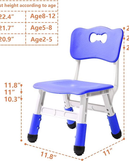 4 Piece Kids Chair Set 3 Levels Adjustable Stackable Kids Chairs Ideal for Playrooms, Schools, Daycares and Homes Washable and easy to clean Max weight 220LB(Navy Blue4piece set) - LeafyLoom