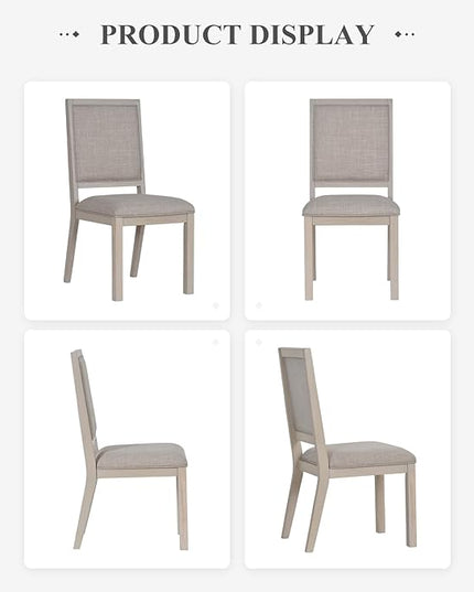 COLAMY Wood Dining Chairs Set of 6, Mid Century Modern Upholstered Kitchen Chairs,19 Inch Fabric Dining Chair with Back for Kitchen Dining Room,Ivory - LeafyLoom