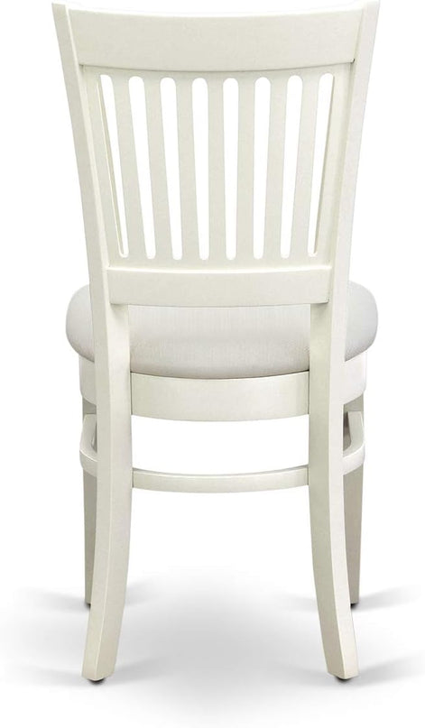 East West Furniture ANVA5-LWH-C 5 Piece Dining Room Table Set Includes a Round Kitchen Table with Pedestal and 4 Linen Fabric Upholstered Dining Chairs, 36x36 Inch, Linen White - LeafyLoom