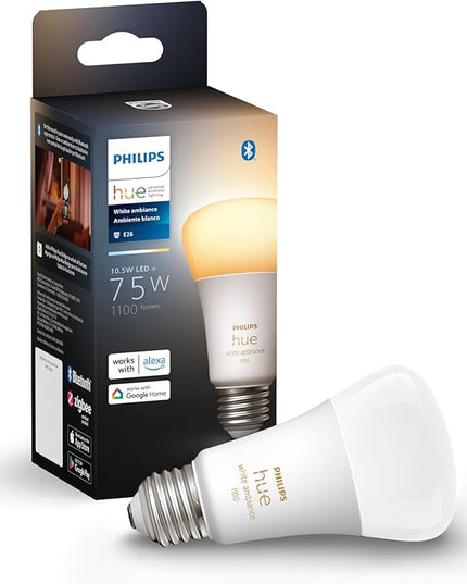 Philips Hue Smart 75W A19 LED Bulb - White Ambiance Warm-to-Cool White Light - 1 Pack - 1100LM - E26 - Indoor - Control with Hue App - Works with Alexa, Google Assistant and Apple Homekit PhilipsHue