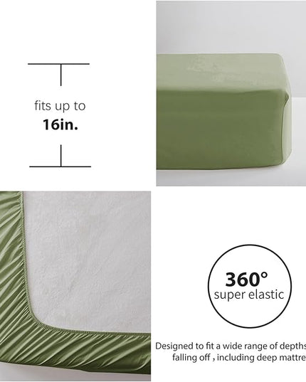 Anluoer Full Comforter Set 7 Pieces, Olive Green Tufted Bed in a Bag with comforters and sheets, All Season Bedding Sets with 1 Comforter, 2 PillowShams, 2 Pillowcases, 1 Flat Sheet, 1 Fitted Sheet - LeafyLoom
