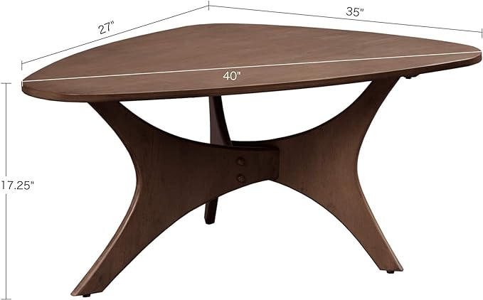 INK+IVY Blaze Triangle Wood Coffee Table Plywood with Wood Veneer Legs, Mid-Century Modern, Easy Assembly, Accent Furniture For Living Room, Minimalist Décor, Brown - LeafyLoom