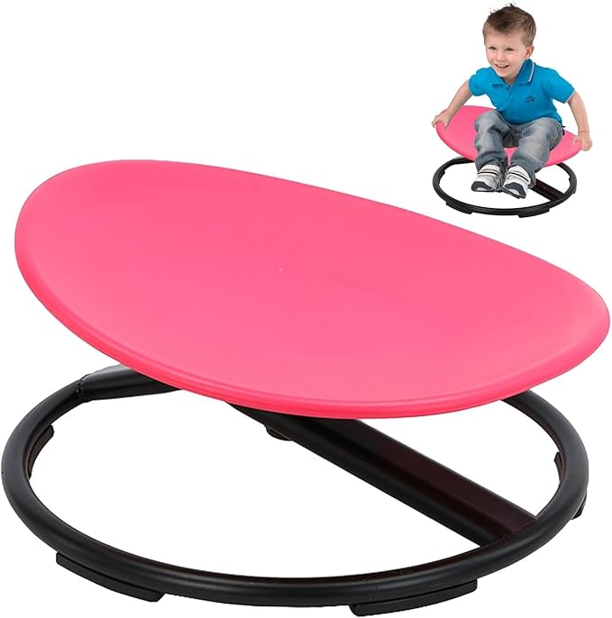 Kids Sit and Spin Sensory Chair,Kids Sensory Spin Chair Seat,Kids Carousel Spin Sensory Chair,Metal Base Non-Slip Pads,Training Body Coordination,Kids Indoor Outdoor Play Equipment - LeafyLoom