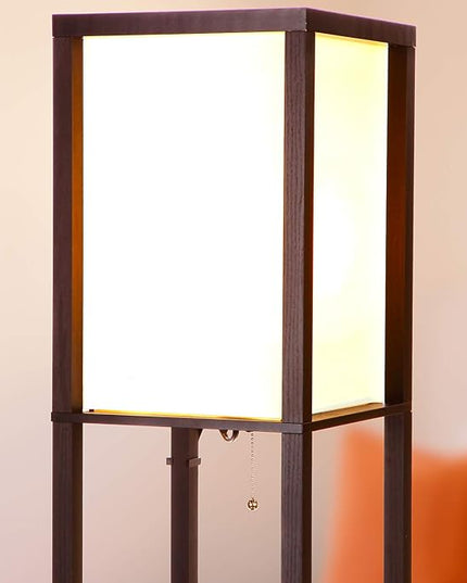 Brightech Maxwell – Modern Shelf Floor Lamp with USB Ports, Wireless Charging & Outlet – Versatile Corner Display and Lamp with Shelves, Storage Solution for Living Room, Office, Bedroom - LeafyLoom