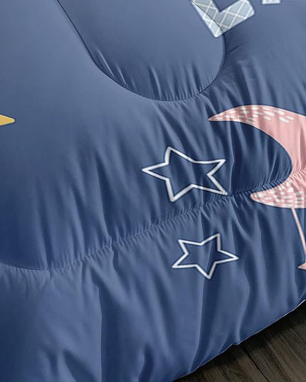 Kawaii Sloth Comforter Set 3 Pieces Outer Space Moon Cloudy Star Bedding Set Cartoon Animal Astronaut Bed Quilt Set for Girls Boys Kids with 1 Comforter and 2 Pillow Cases, Blue - LeafyLoom