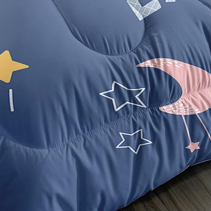 Kawaii Sloth Comforter Set 3 Pieces Outer Space Moon Cloudy Star Bedding Set Cartoon Animal Astronaut Bed Quilt Set for Girls Boys Kids with 1 Comforter and 2 Pillow Cases, Blue - LeafyLoom