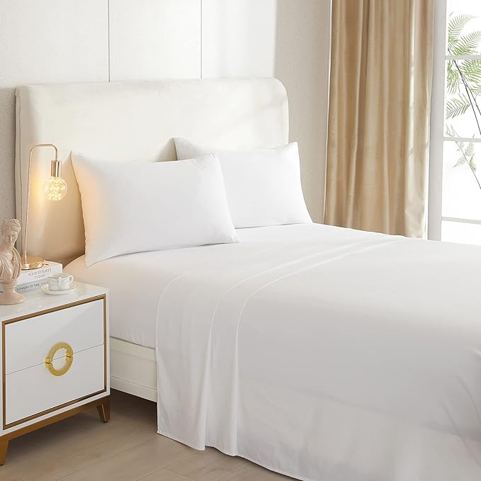 HighBuy Luxury Soft King Size Sheet Set - Breathable & Cooling Sheets - Hotel Quality Bed Sheets King - Extra Soft - Deep Pockets 16 Inch - Easy Fit - 4 Piece Set - Wrinkle Free King Sheets,White - LeafyLoom