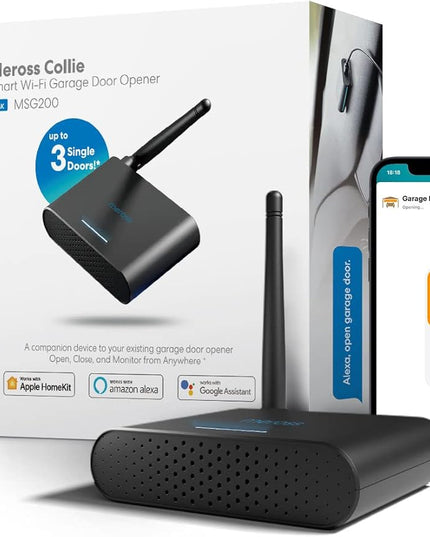 meross Smart Garage Door Opener Remote with External Antenna, Up to 3 Single Doors, Compatible with Apple HomeKit, Amazon Alexa, Google Assistant, SmartThings, App Control, No Hub Needed meross