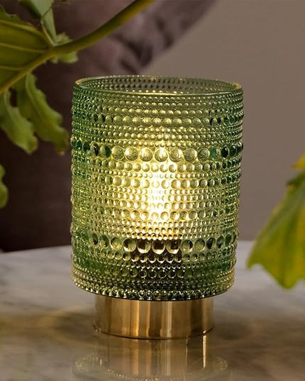 Battery Operated Cordless Lamp Timer,Decorative Table Lamp Battery Powered Lamp with LED Bulb,Decorative Bedside Lamp for Living Room,Bedside Lamp,Night Light (Green) - LeafyLoom