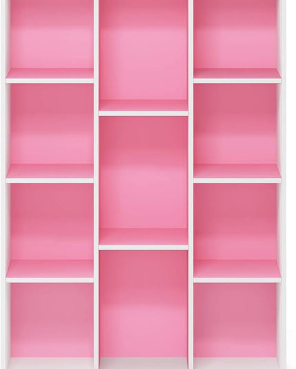 Furinno Luder Bookcase / Book / Storage , 11-Cube, White/Pink - LeafyLoom