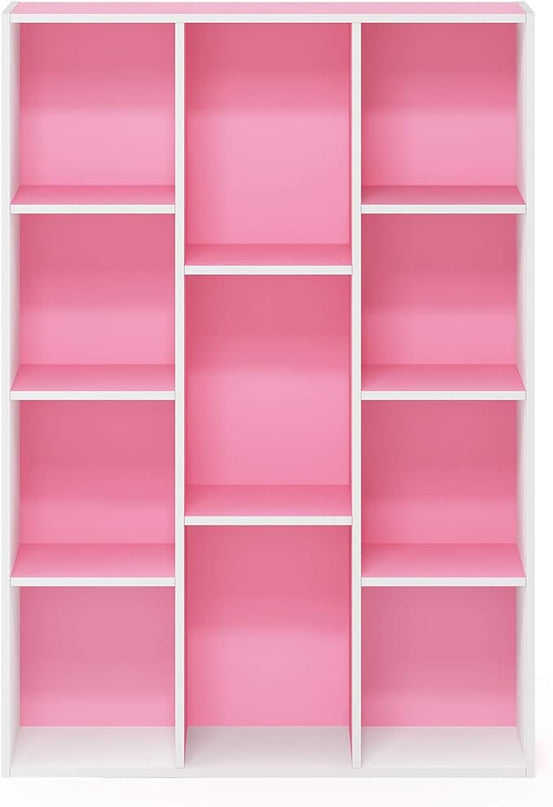 Furinno Luder Bookcase / Book / Storage , 11-Cube, White/Pink - LeafyLoom