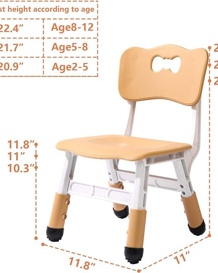 Adjustable Kid Chairs Indoor 3 Level Adjustable Suitable for Children Age 2-6. Maximum load-bearing 220LBS Suitable for Family Classroom and Nursery Child Seat Set (2-Pack-Beige) - LeafyLoom
