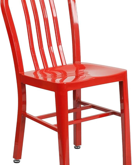 Flash Furniture Commercial Grade Red Metal Indoor-Outdoor Chair - LeafyLoom