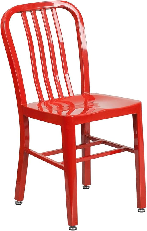 Flash Furniture Commercial Grade Red Metal Indoor-Outdoor Chair - LeafyLoom