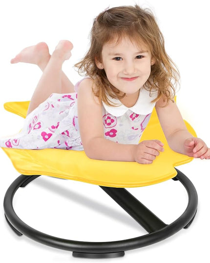 Kids Swivel Chair, Spin Sensory Chair, Spin Chair for Kids Autism,Yellow Metal Base Wobble Stool for Improving 3+ Years Old Kid's Physical Coordination, Ideal Companion for Autism Children - LeafyLoom