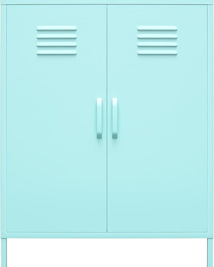 Novogratz Cache 2 Door Metal Locker Storage, Mint Cabinet - LeafyLoom