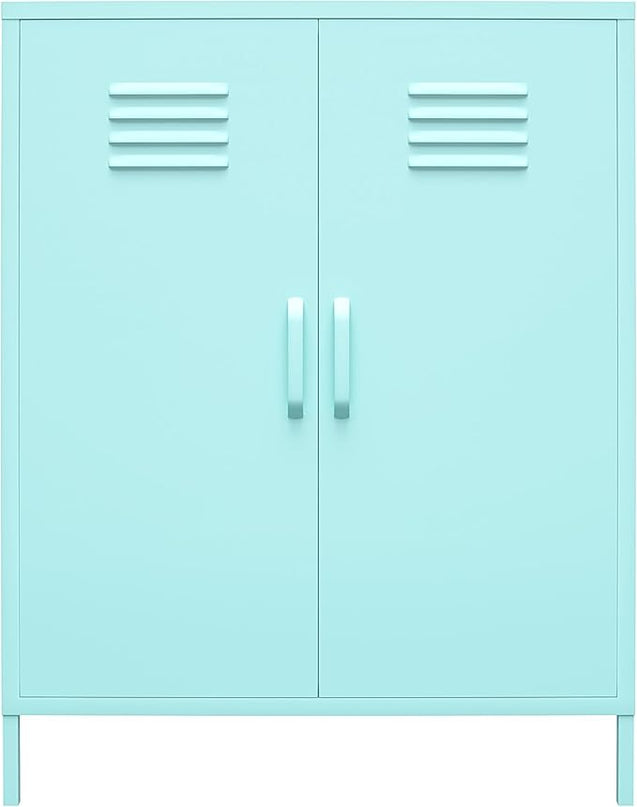 Novogratz Cache 2 Door Metal Locker Storage, Mint Cabinet - LeafyLoom