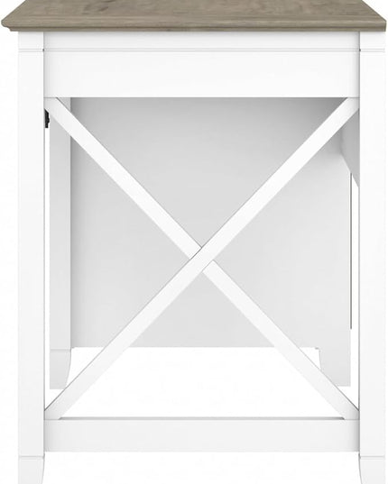 Bush Furniture Key West Computer Desk with Storage | Farmhouse PC Table for Home Office in Pure White and Shiplap Gray | 54W x 24D - LeafyLoom