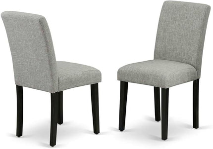 East West Furniture Eden 3 Piece Kitchen Set Contains a Round Room Table with Pedestal and 2 Shitake Linen Fabric Parson Dining Chairs, 30x30 Inch, ESAB3-BCH-06 - LeafyLoom