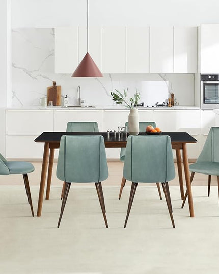 FurnitureR Dining Chairs Set of 2, Velvet Upholstered Accent Chair Living Room Chair with Soft Seat/Metal Legs Mid-Back Side Chairs for Home Kitchen Restaurant, Cactus - LeafyLoom