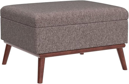 Tbfit Large Ottoman with Storage, 31.5-inch Mid Century Modern Rectangle Coffee Table with Lid Lifting Function and High Wooden Legs, Oversized Storage Ottomans for Living Room, Office Room - LeafyLoom