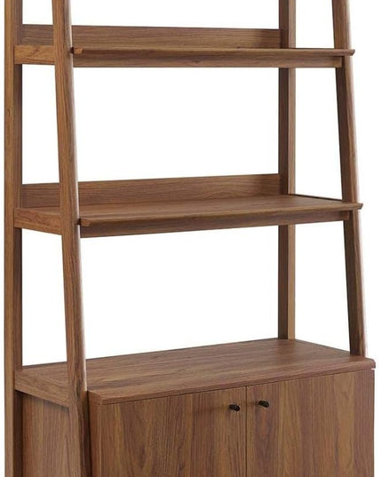 Modway 33" Bookshelf Display Case in Walnut - LeafyLoom