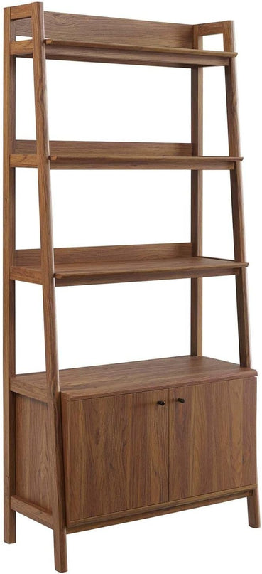 Modway 33" Bookshelf Display Case in Walnut - LeafyLoom