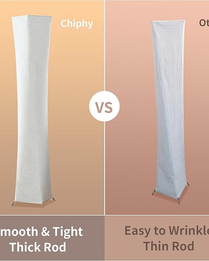 chiphy Floor Lamp, Dimmable 39" (XS) Tall Standing Lamp, 3 Levels Adjustable Brightness 12Wx2 LED Bulbs, Column Floor Light w/White Fabric Shade, Home Decor for Living Room, Bedroom, Kids Room - LeafyLoom