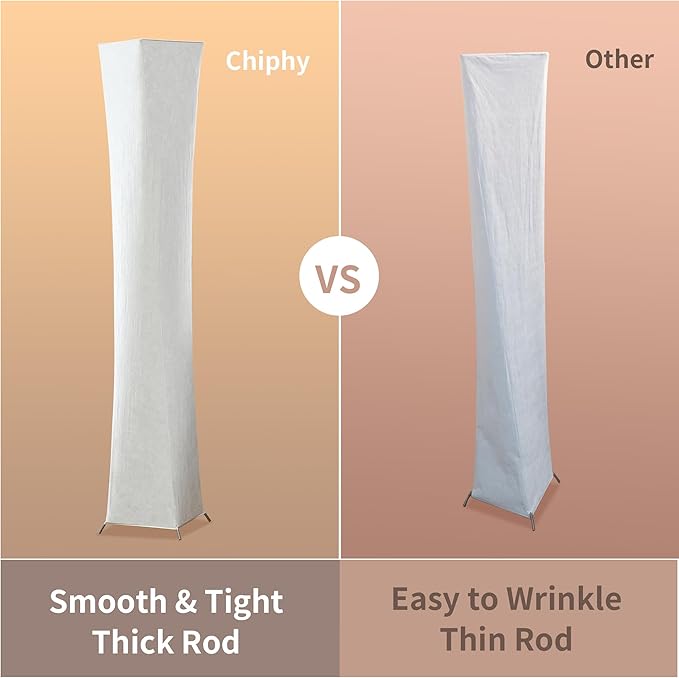 chiphy Floor Lamp, Dimmable 39" (XS) Tall Standing Lamp, 3 Levels Adjustable Brightness 12Wx2 LED Bulbs, Column Floor Light w/White Fabric Shade, Home Decor for Living Room, Bedroom, Kids Room - LeafyLoom