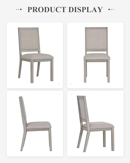 COLAMY Wood Dining Chairs Set of 2, Mid Century Modern Upholstered Kitchen Chairs,19 Inch Fabric Dining Chair with Back for Kitchen Dining Room,Grey - LeafyLoom