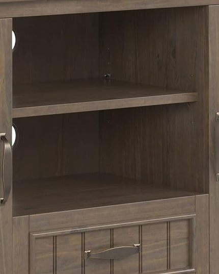 SIMPLIHOME Lev SOLID WOOD 53 Inch Wide Contemporary TV Media Stand in Smoky Brown for TVs up to 60 Inches, for The Living Room and Entertainment Center - LeafyLoom