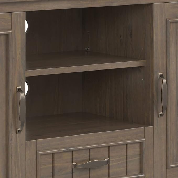 SIMPLIHOME Lev SOLID WOOD 53 Inch Wide Contemporary TV Media Stand in Smoky Brown for TVs up to 60 Inches, for The Living Room and Entertainment Center - LeafyLoom