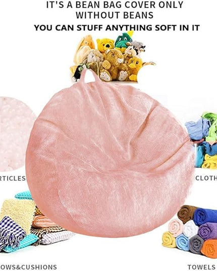 Kisoy Bean Bag Chair Cover (No Filler) Stuffed Animal Storage Bean Bag Cover Pets Dogs/Cats Lazy Beds. Washable Ultra Soft Corduroy Stuffed for Organizing Plush Toys or Textile, Sack Bean Bag - LeafyLoom