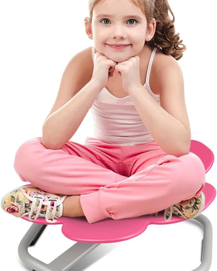 Sensory Toys Kids Swivel Chair, Autism Kids Swivel Chair, Petal Sit and Spin Seat Balance Chair Indoor for Child Age 3+, Regulating Toddler’s Body Balance, Metal Base Non-Slip Rose Red - LeafyLoom