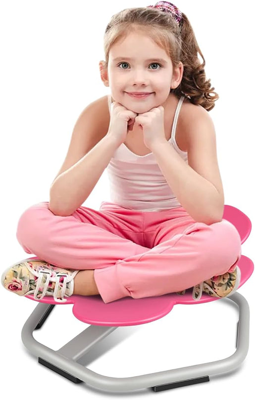 Sensory Toys Kids Swivel Chair, Autism Kids Swivel Chair, Petal Sit and Spin Seat Balance Chair Indoor for Child Age 3+, Regulating Toddler’s Body Balance, Metal Base Non-Slip Rose Red - LeafyLoom