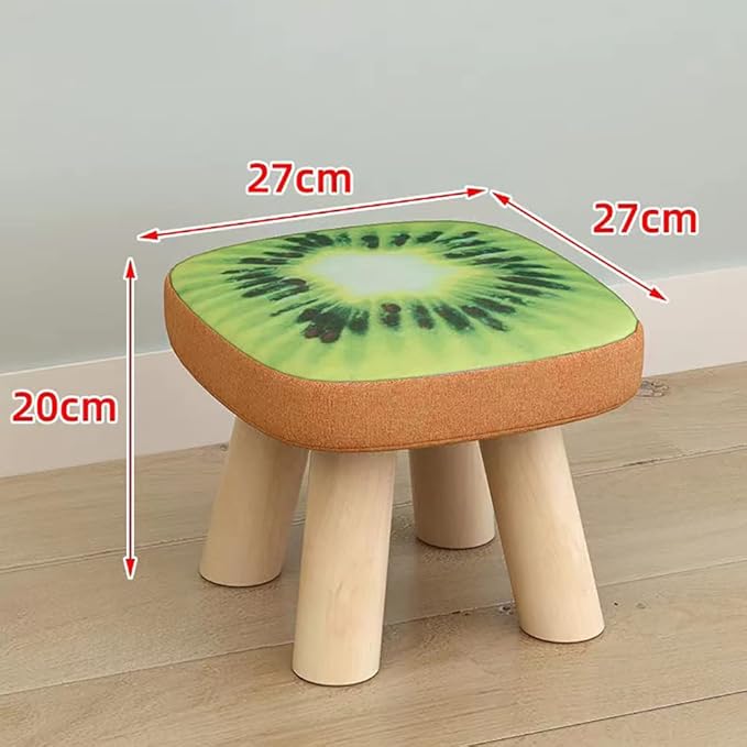 Solid Wood Stool Home Square Low Stool Cute Children's Sofa Stool Chair Fashion Cartoon Creative Small Stool for Kids and Adult, Changing Stool Solid Wood Coffee Table Stool, Bear 330lb (Kiwi) - LeafyLoom