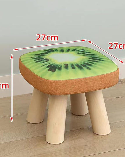 2Pcs Solid Wood Stool Home Square Low Stool Cute Children's Sofa Stool Chair Fashion Cartoon Creative Small Stool for Kids and Adult, Changing Stool Coffee Table Stool, Bear 330lb (Kiwi) - LeafyLoom